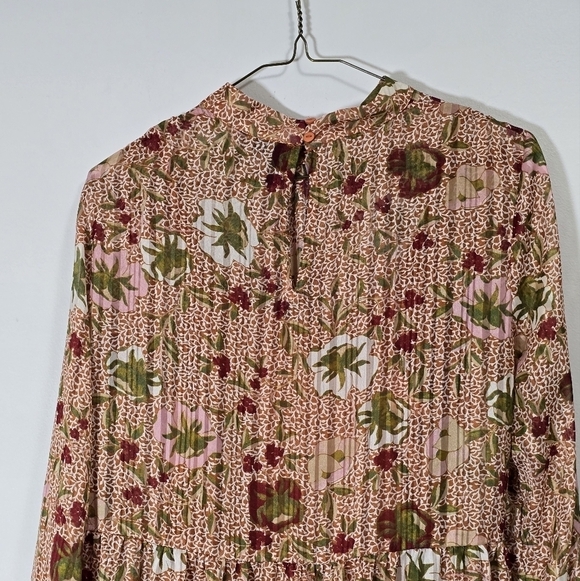 Vero Moda chiffon high neck long sleeves floral dress  color rust,burgundy - Picture 5 of 8